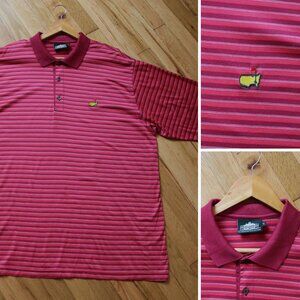 THE MASTERS Polo Shirt Men's XL CLUBHOUSE COLLECTION Burgundy Striped RETRO Y2K